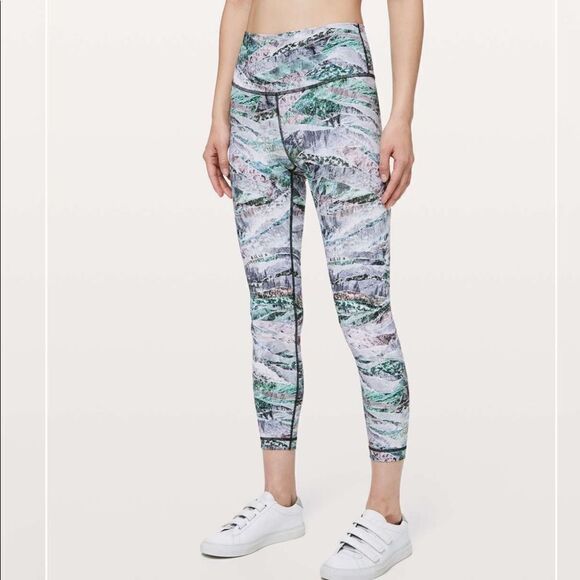 lululemon athletica Pants - LULULEMON Wunder Under Hi Rise Tight Gray Print 6